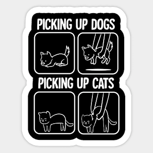 Cat Lover Picking Up dog and Cat Pet Owner Gift Sticker